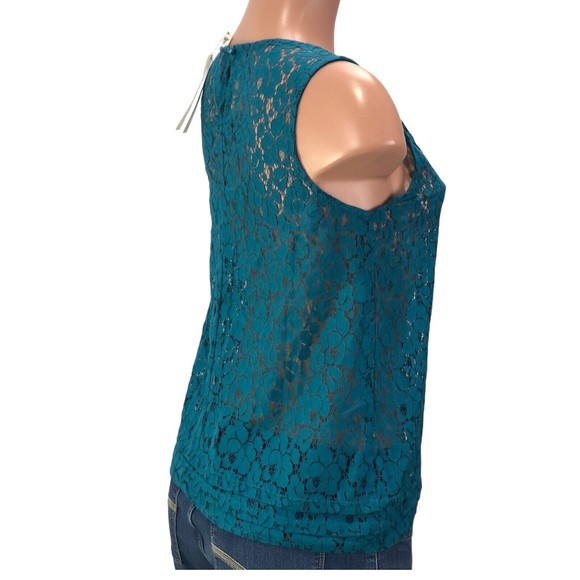 Rafaella Top Womens Medium Sheer Lace Mesh Blue Floral Beach Boho Blouse… - Picture 5 of 12
